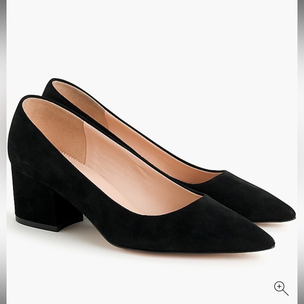 J. Crew Laney Block Heel Black Suede Pumps 7